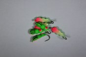 Halv Trekula - Rosa/Grön med Ränder Glow - 3 mm