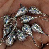 Droppe med Öga Regnbågsskimrande Silverglitter 5 mm hand