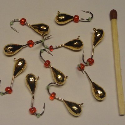 Mormyska Guld med Pärlor på Kroken 5 mm